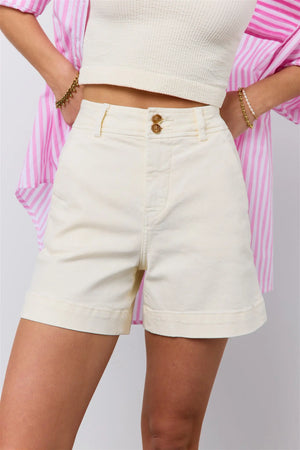 Wrenlee Denim Shorts in Cream