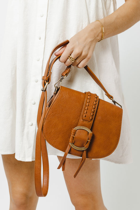 brown crossbody bag with buckle