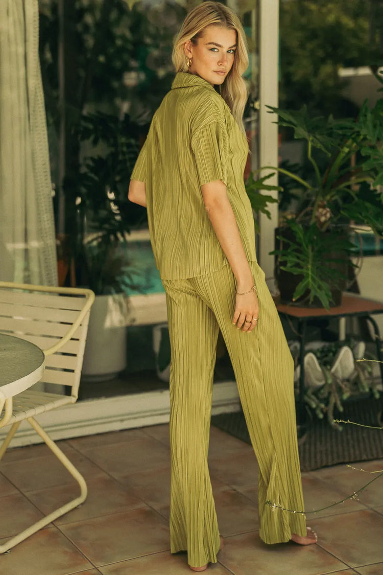 Clara Ribbed Pants in Green - FINAL SALE