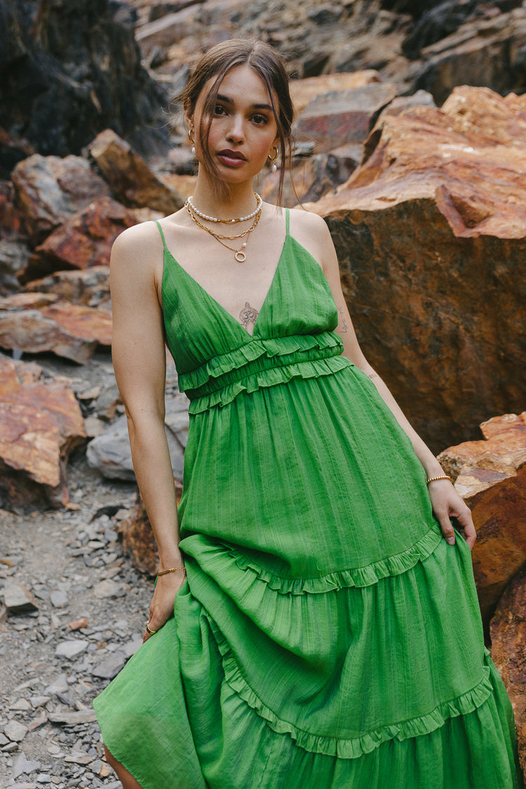 V-Neck maxi dress in green 