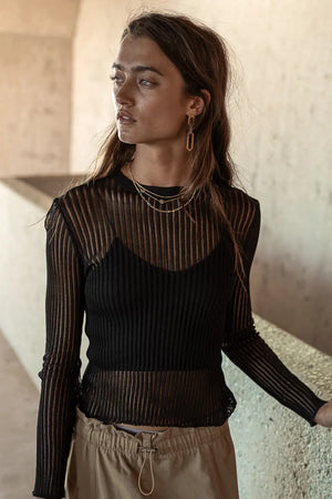 Emy Ribbed Top in Black - FINAL SALE