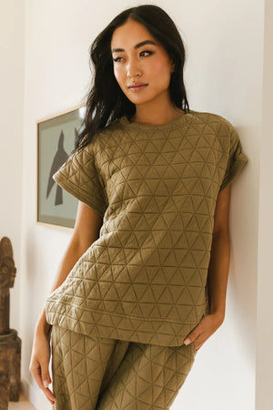 Elora Quilted Top in Olive - FINAL SALE