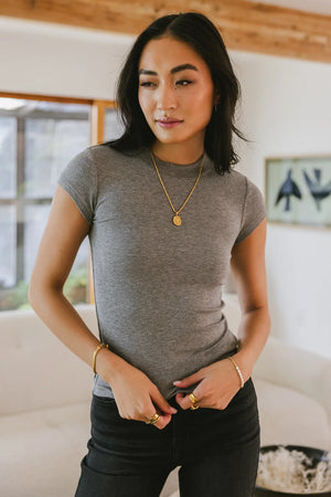 Asher Ribbed Top in Grey