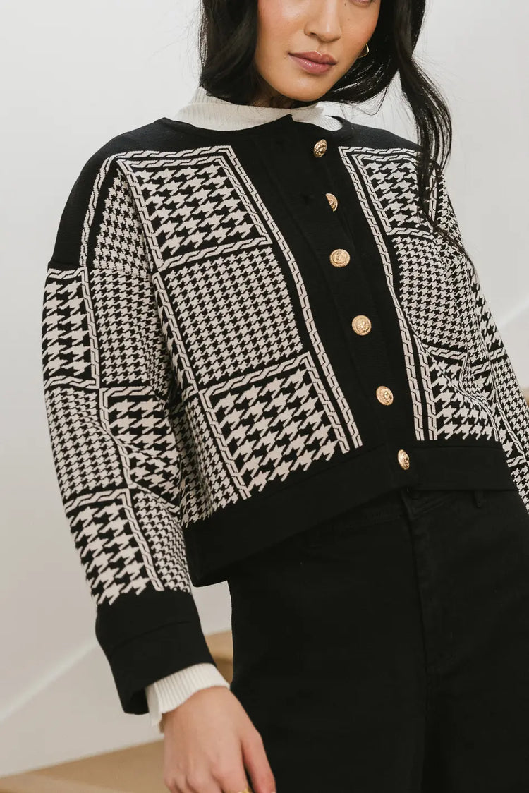 Gingham style cardigan in black 