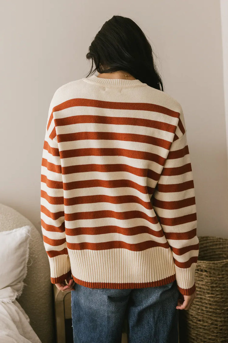 Knit striped sweater in rust 