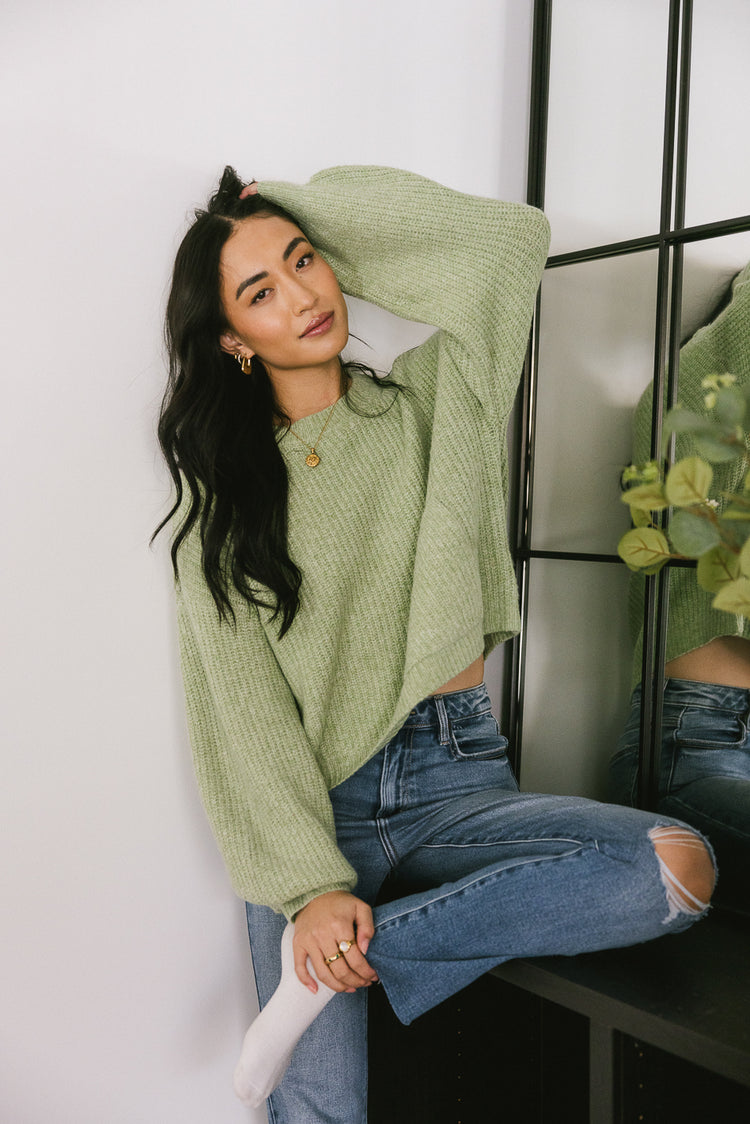 knit sweater in green