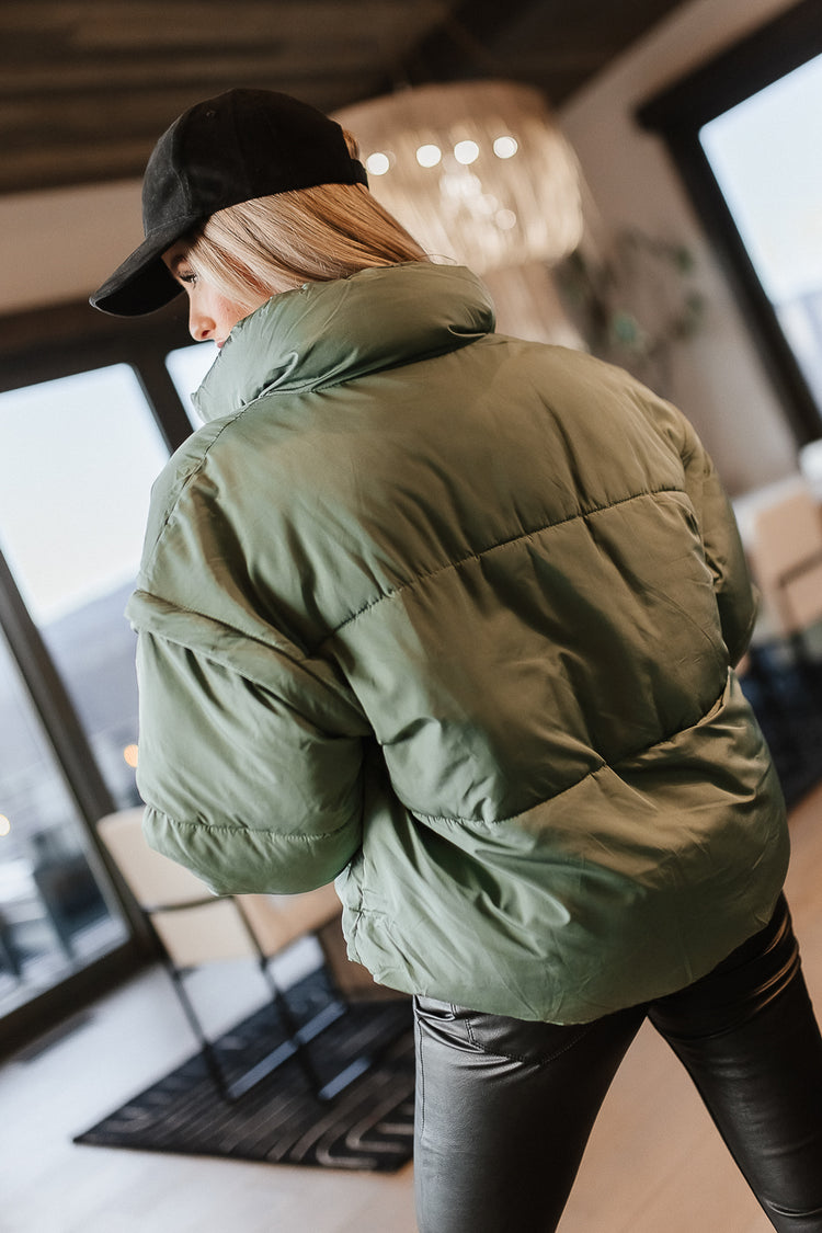 puffer jacket with removable sleeves