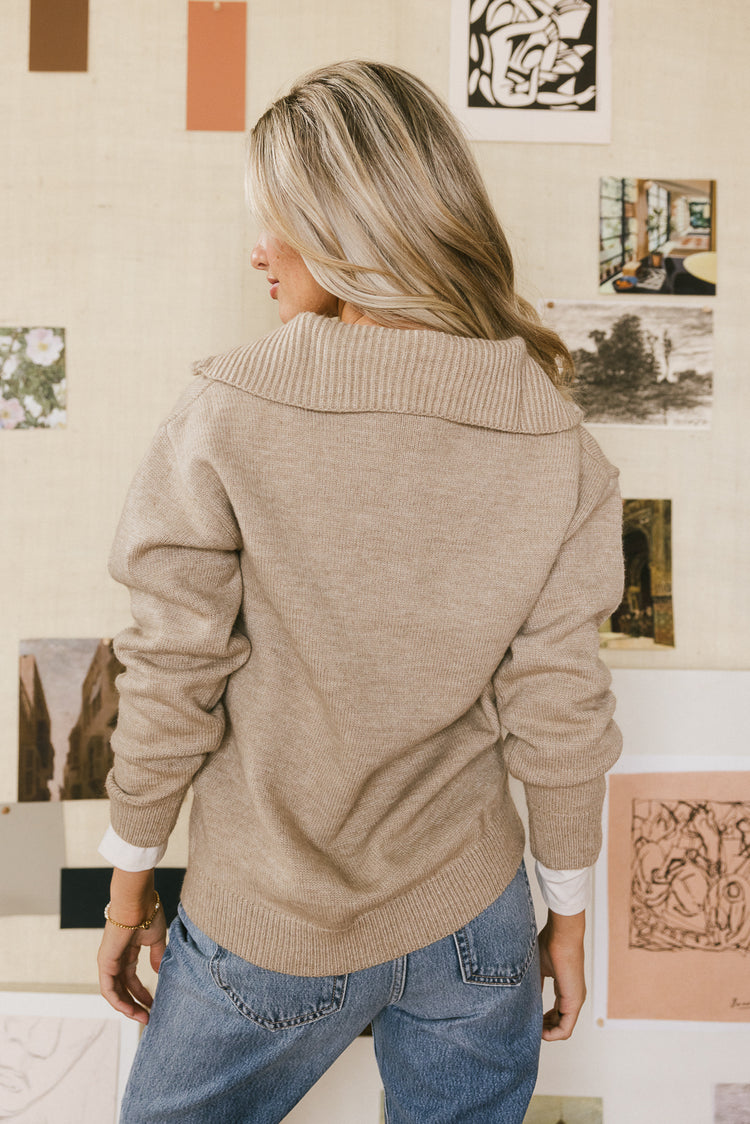 taupe sweater with collar