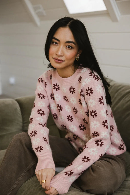 pink floral sweater