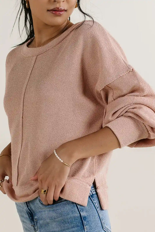 Knit sweater in blush 