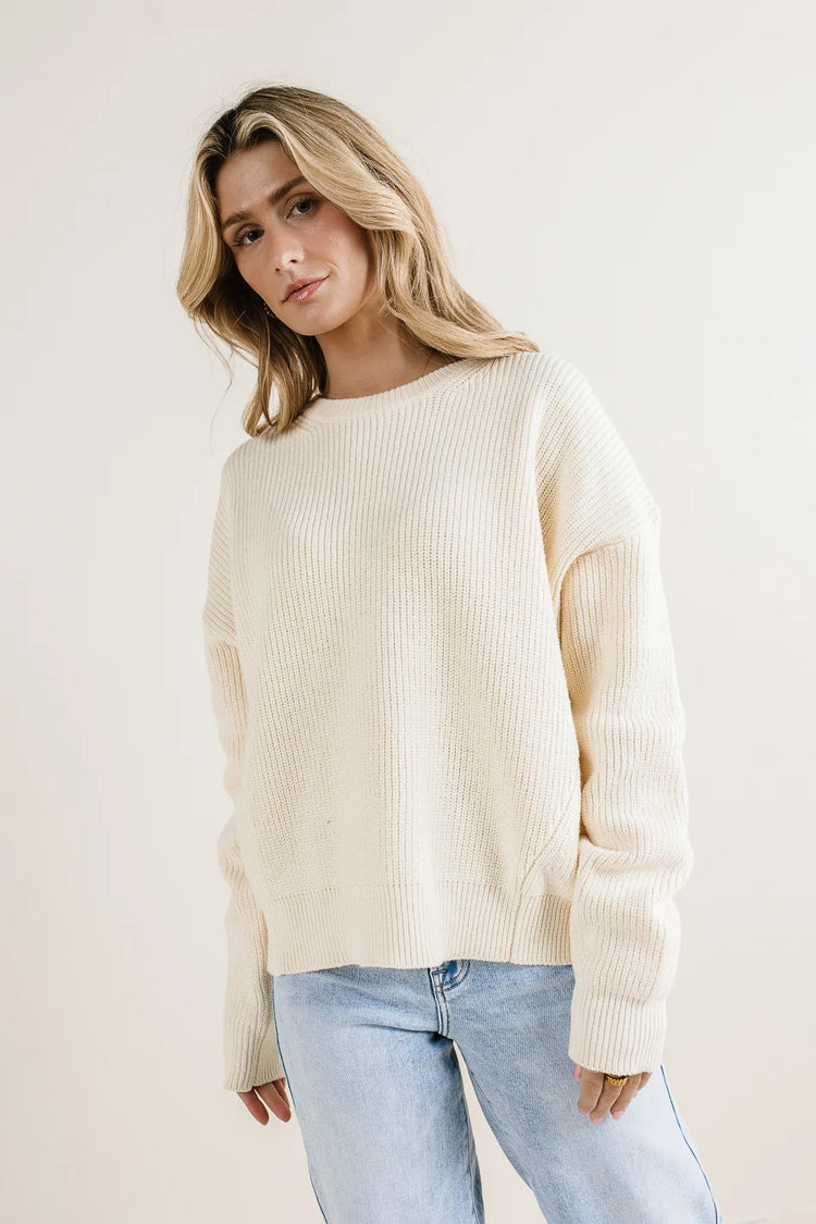 Ribbed sweater in ivory 