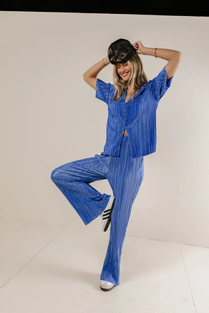 Clara Ribbed Pants in Blue - FINAL SALE