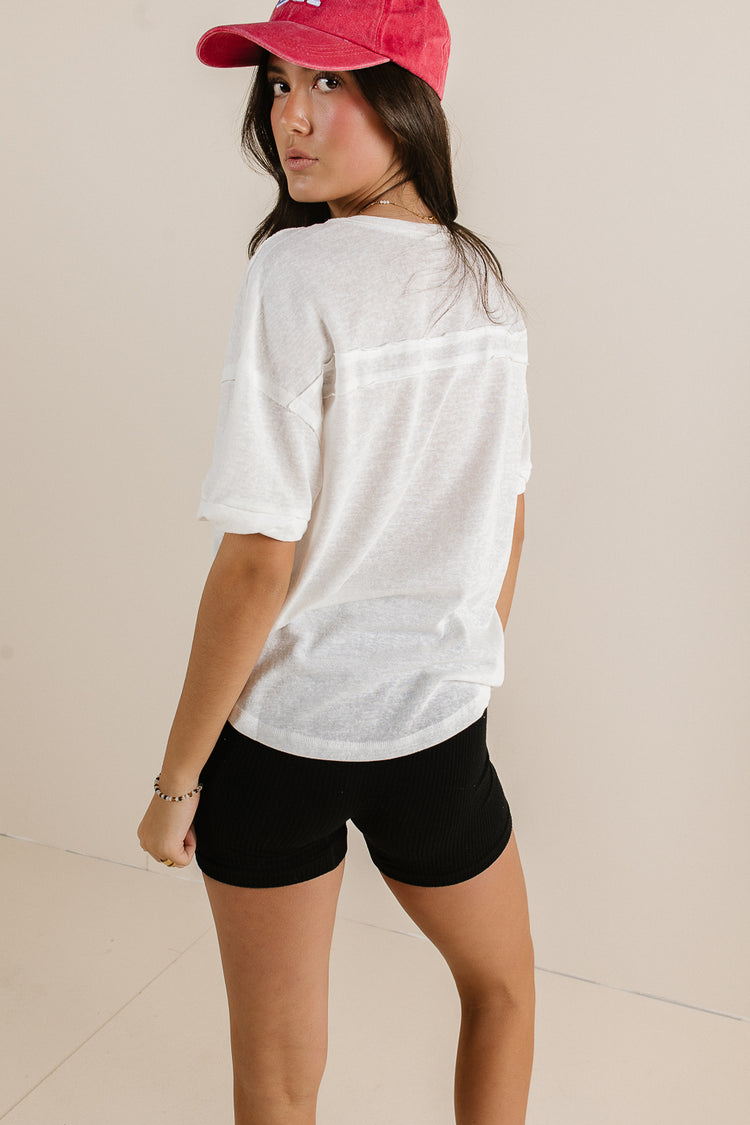 white see through top with biker shorts
