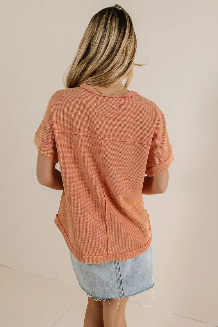 Waffle top in coral 