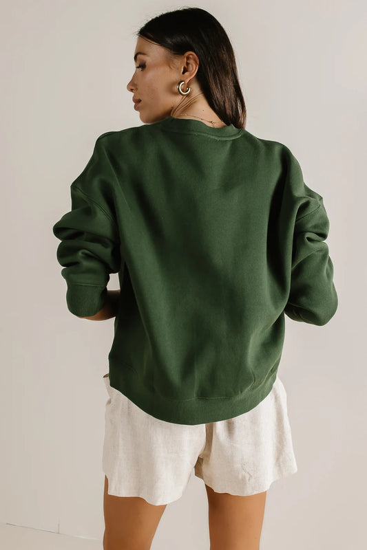 Plain color sweatshirt sweater in green 