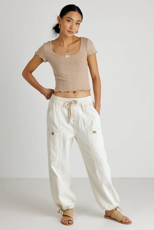 Crop top paired with a cargo pants 