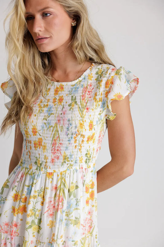 Short sleeves floral dress in multi color 