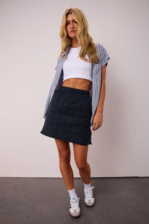 Sarah Quilted Mini Skirt in Navy