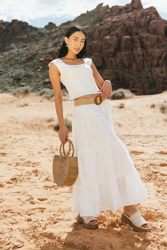 Tiered skirt in white 
