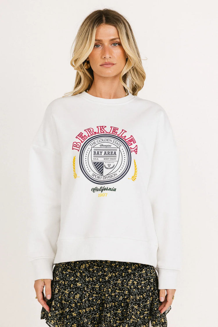 Embroidered front design sweatshirt in white 