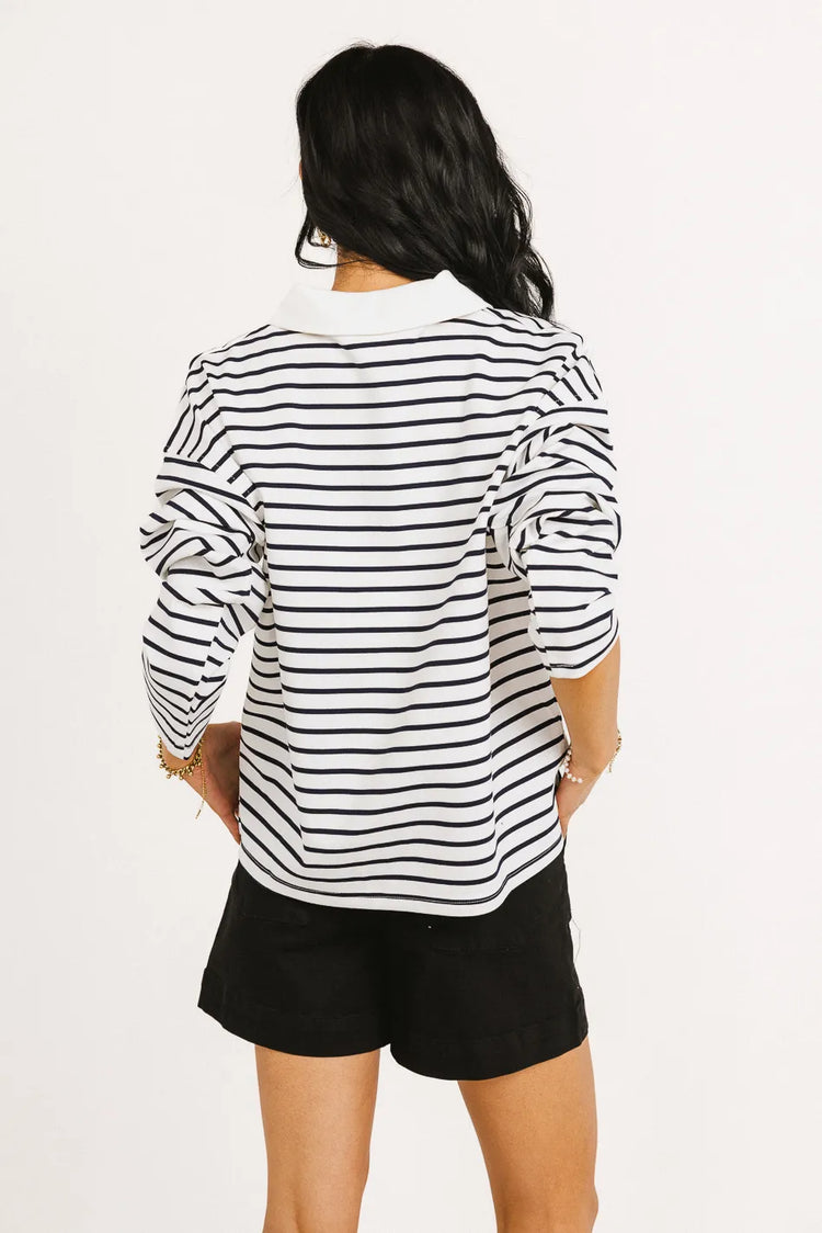 Two colors striped top in white and black 
