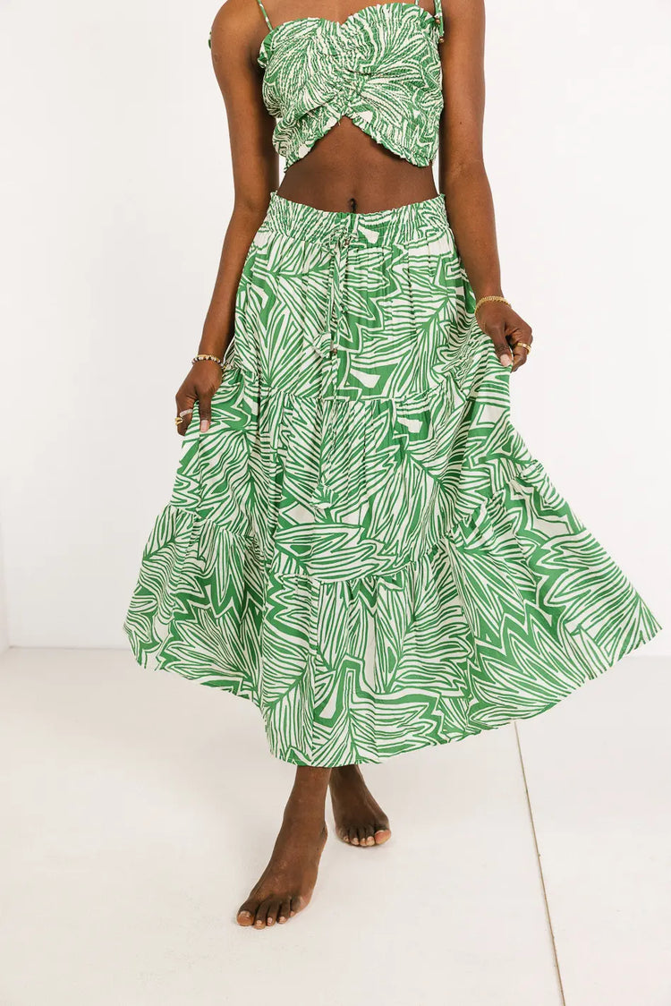 Tiered skirt in green 