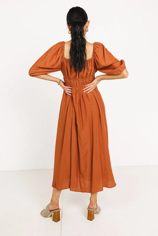 Elastic top dress in rust 