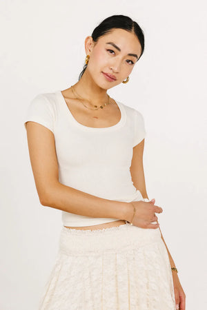 Freya Ribbed Top in Ivory