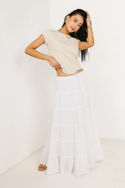 Maxi tiered skirt in white 