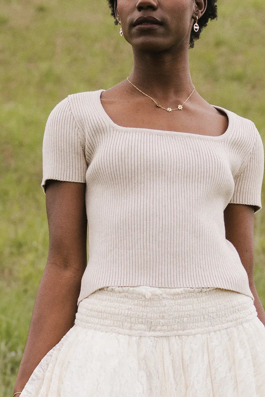 Ribbed top in oatmeal 