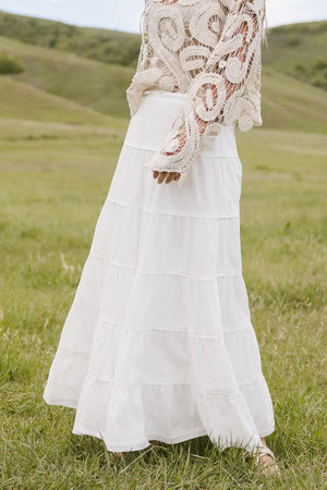 Kenzington Tiered Skirt in White