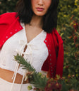 Embroidered vest in oatmeal