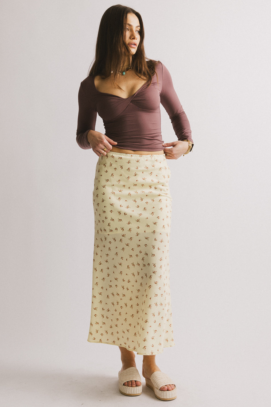 yellow floral skirt