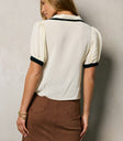 SHORT SLEEVE CUFFED BLOUSE