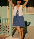 cropped front tie vest in ivory