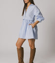 button front v neck dress