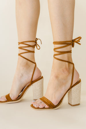 Bianca Lace Up Heels in Camel