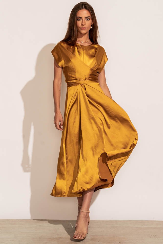 Rosalind Midi Dress in Mustard - FINAL SALE