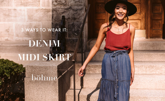 3 Ways to Wear It: Denim Midi Skirt