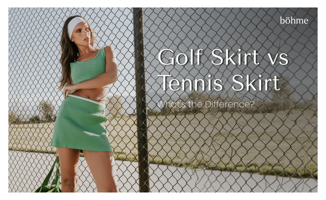 Green knit mini skirt and matching tank top set with a sporty headband