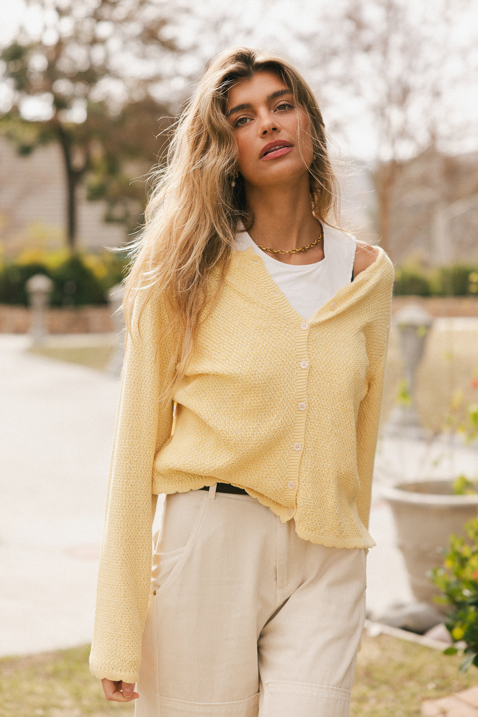 Azuline Knit Cardigan in Yellow - FINAL SALE Azuline Knit Cardigan in Yellow - FINAL SALE