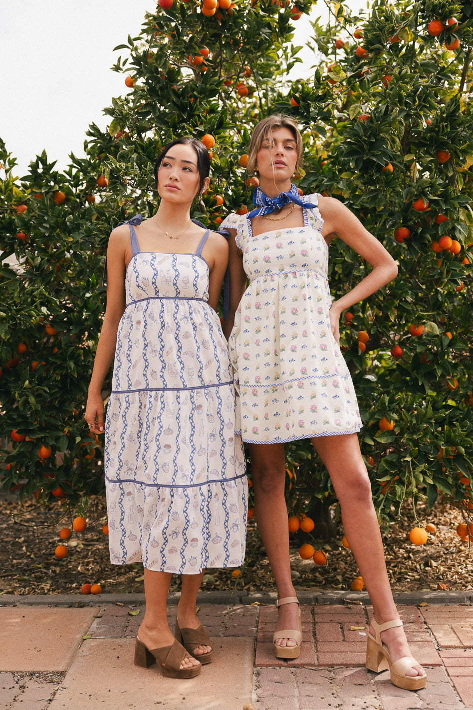 spring midi dresses Tropical Print Ivory Dress | Trendy Women's boutique clothing featuring fresh Embroidered Lace Trim Midi Dress