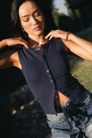 Button up top in navy 