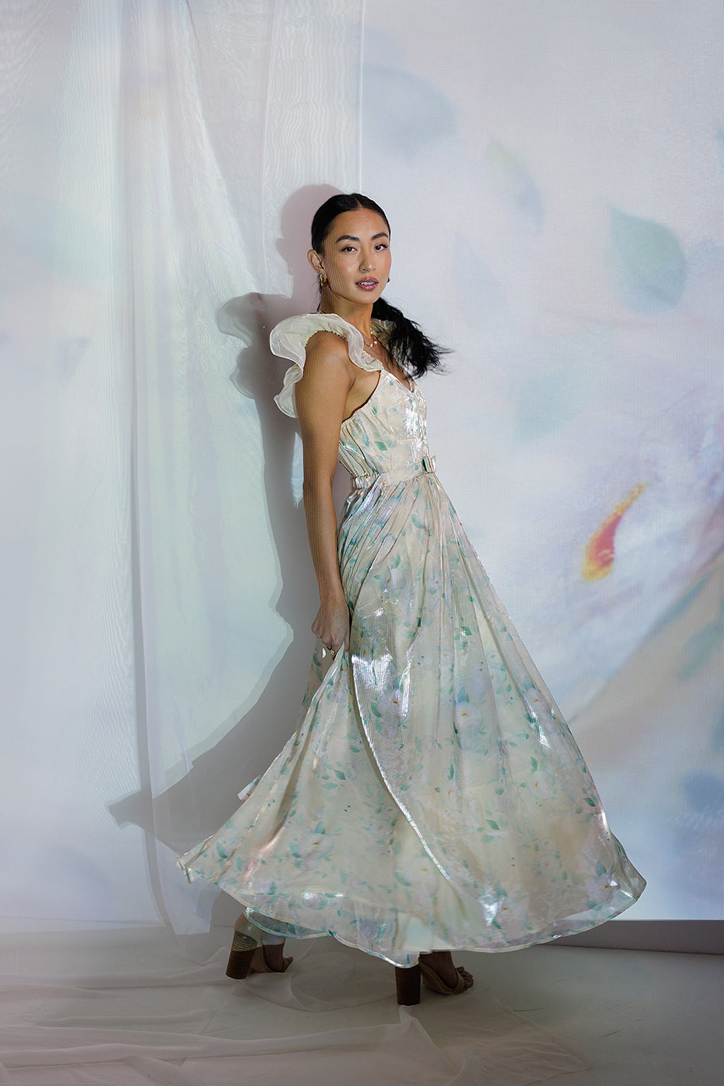 ruffle maxi floral dress