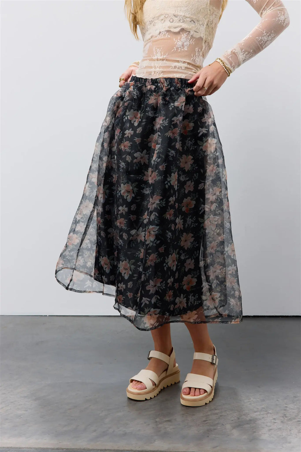 Floral organza skirt 