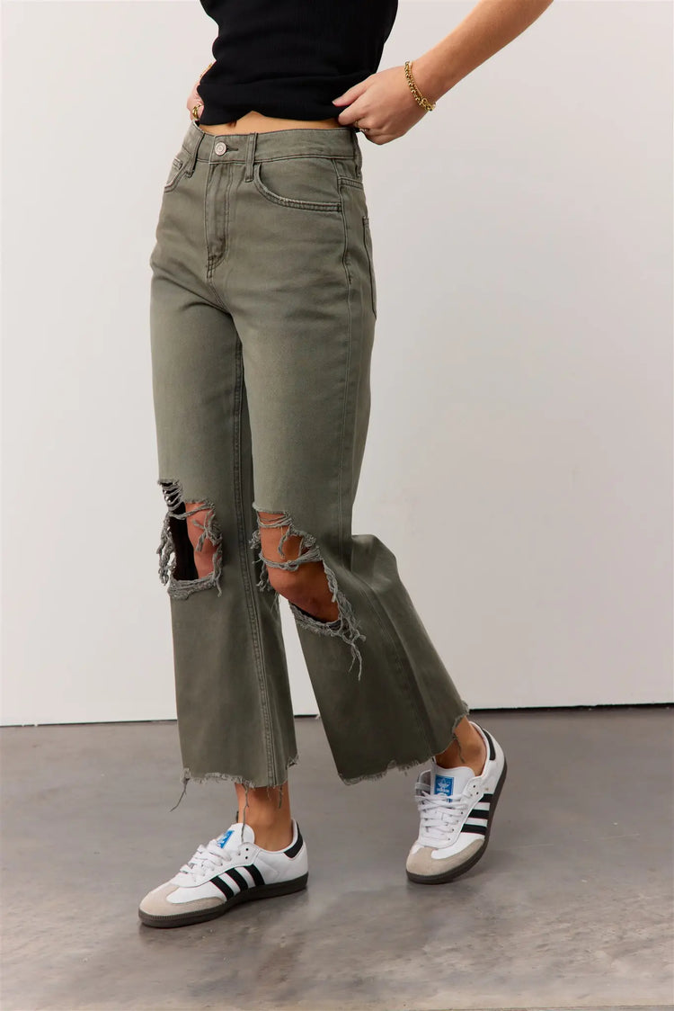 Two hand pockets denim in olive 