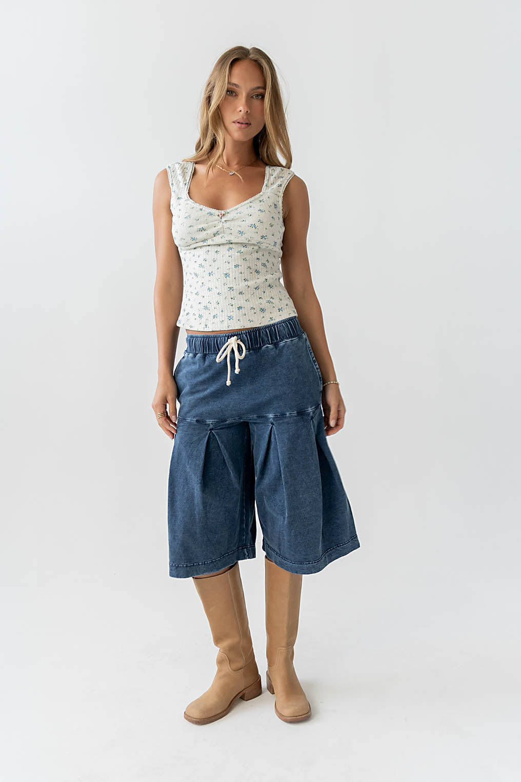Winston Floral Tank in Heather Grey