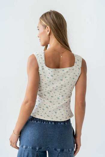 Winston Floral Tank in Heather Grey