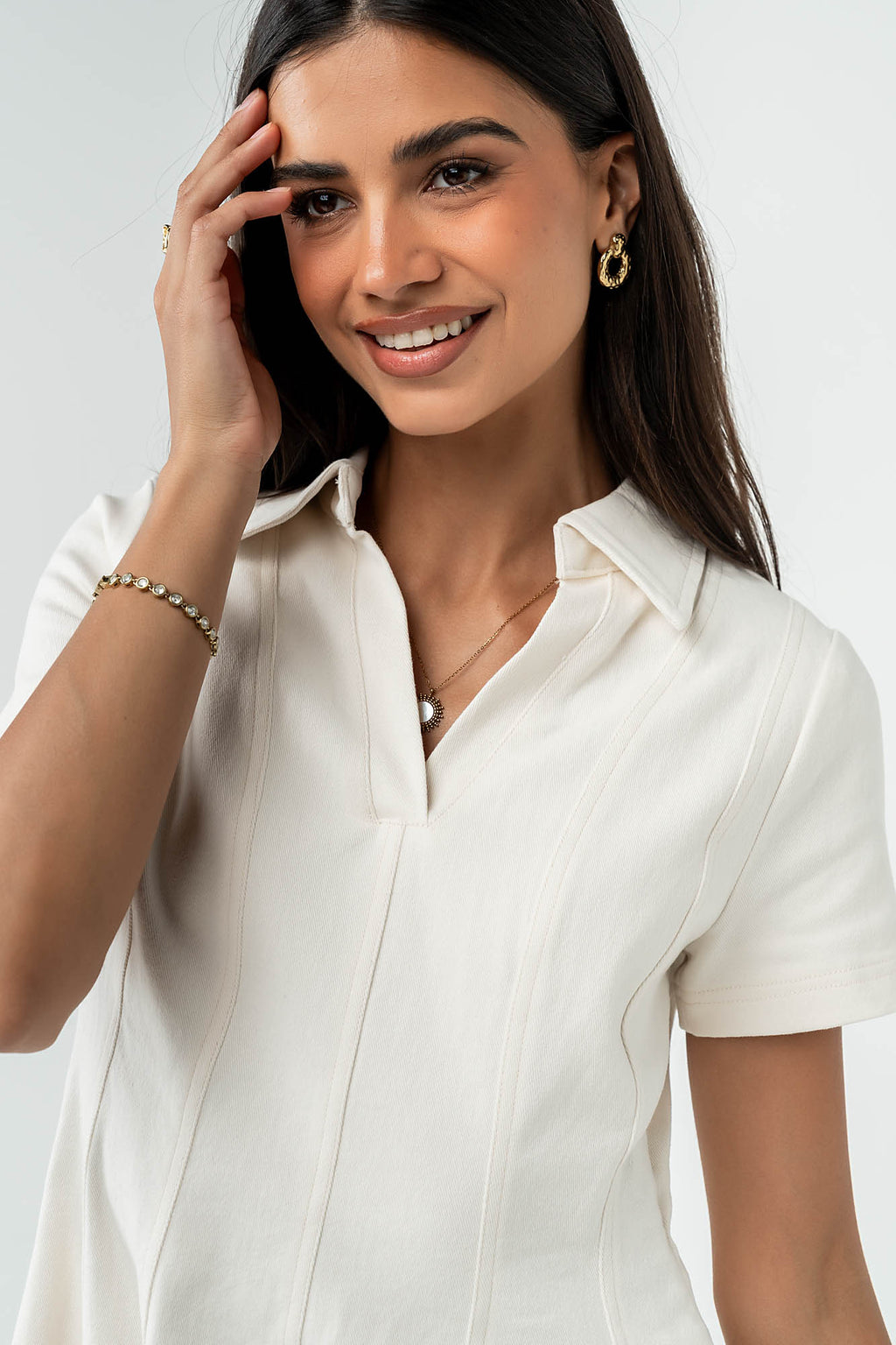 Carlie Denim Mini Dress in Cream