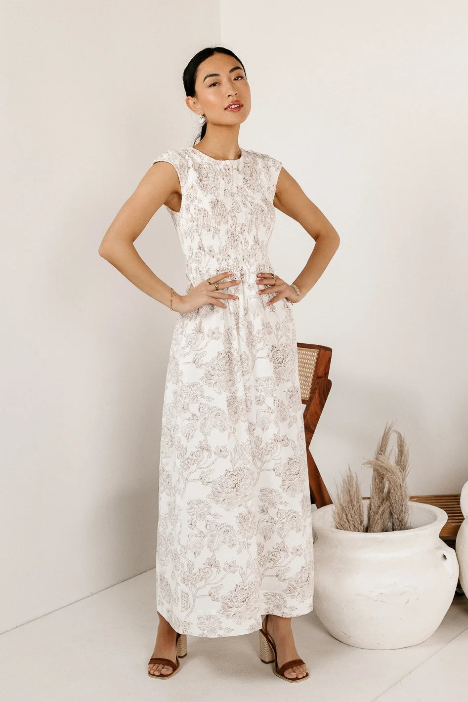 Elias Smocked Maxi Dress Xs / Cream Elias Smocked Maxi Dress Xs / Cream